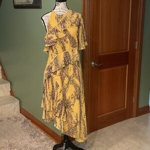 KEEPSAKE the Label Asymmetrical Yellow Floral Dress, Size M